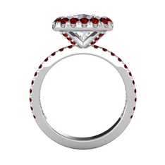 Hale Tektaş Yüzük - Swarovski ve garnet 8 ayar beyaz altın yüzük #1vm420c