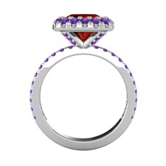 Garnet ve ametist 925 ayar gümüş yüzük