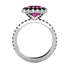 Hale Tektaş Yüzük - Rodolit garnet ve siyah zirkon 8 ayar beyaz altın yüzük #1xap1qf