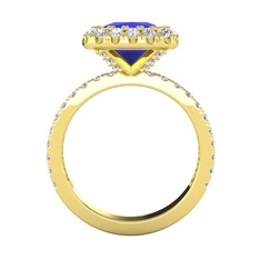 Hale Tektaş Yüzük - Lab safir ve swarovski 8 ayar altın yüzük #1ykdb7s