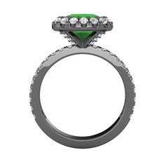 Hale Tektaş Yüzük - Yeşil kuvars ve swarovski 925 ayar siyah rodyum kaplama gümüş yüzük #2038a4