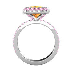 Hale Tektaş Yüzük - Sitrin ve pembe kuvars 925 ayar gümüş yüzük #2ct4x7