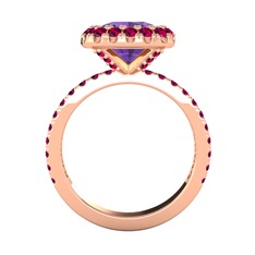 Ametist ve rodolit garnet 14 ayar rose altın yüzük