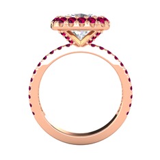 Hale Tektaş Yüzük - Beyaz zirkon ve rodolit garnet 14 ayar rose altın yüzük #2mohcu