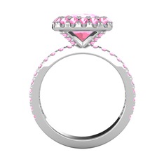 Hale Tektaş Yüzük - Pembe kuvars 18 ayar beyaz altın yüzük #2mr1nx