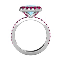 Hale Tektaş Yüzük - Akuamarin ve rodolit garnet 8 ayar beyaz altın yüzük #2t3444