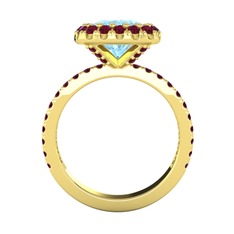 Akuamarin ve kök yakut 925 ayar altın kaplama gümüş yüzük
