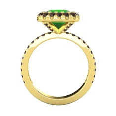 Yeşil kuvars ve dumanlı kuvars 14 ayar altın yüzük