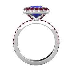 Hale Tektaş Yüzük - Lab safir ve kök yakut 18 ayar beyaz altın yüzük #4wbxm7