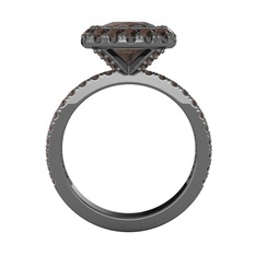 Hale Tektaş Yüzük - Dumanlı kuvars 925 ayar siyah rodyum kaplama gümüş yüzük #52evly