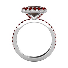 Hale Tektaş Yüzük - Dumanlı kuvars ve garnet 925 ayar gümüş yüzük #5ixg9w