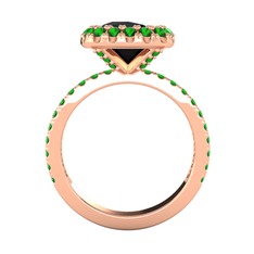 Hale Tektaş Yüzük - Siyah zirkon ve yeşil kuvars 14 ayar rose altın yüzük #5zel2w