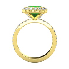 Hale Tektaş Yüzük - Yeşil kuvars ve pırlanta 14 ayar altın yüzük (0.84 karat) #65m67f