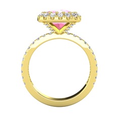 Hale Tektaş Yüzük - Pembe kuvars ve swarovski 18 ayar altın yüzük #6f14ml