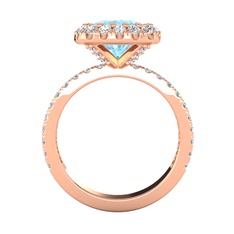 Hale Tektaş Yüzük - Akuamarin ve swarovski 925 ayar rose altın kaplama gümüş yüzük #6g6j4d