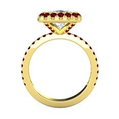 Hale Tektaş Yüzük - Swarovski ve garnet 14 ayar altın yüzük #7fnztl