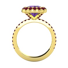 Hale Tektaş Yüzük - Ametist ve kök yakut 14 ayar altın yüzük #7fsrmr