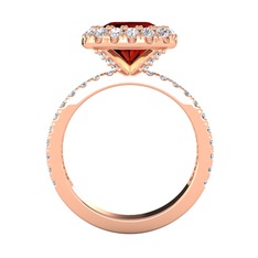 Garnet ve pırlanta 8 ayar rose altın yüzük (0.84 karat)