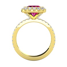 Rodolit garnet ve beyaz zirkon 925 ayar altın kaplama gümüş yüzük