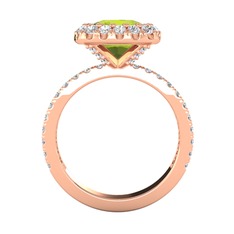 Peridot ve pırlanta 18 ayar rose altın yüzük (0.84 karat)
