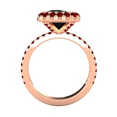 Hale Tektaş Yüzük - Siyah zirkon ve garnet 14 ayar rose altın yüzük #akh3g3