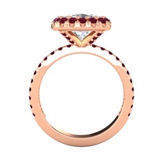 Swarovski ve kök yakut 18 ayar rose altın yüzük