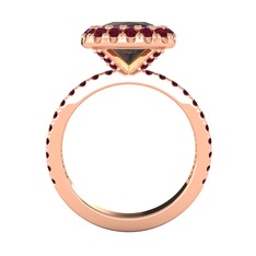 Hale Tektaş Yüzük - Dumanlı kuvars ve kök yakut 18 ayar rose altın yüzük #avjx6t
