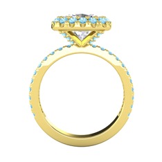 Swarovski ve akuamarin 925 ayar altın kaplama gümüş yüzük