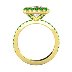 Swarovski ve yeşil kuvars 14 ayar altın yüzük