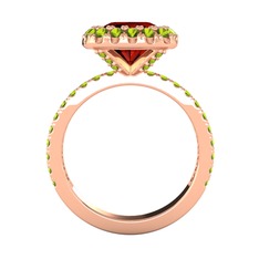 Garnet ve peridot 925 ayar rose altın kaplama gümüş yüzük
