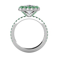 Swarovski ve kök zümrüt 8 ayar beyaz altın yüzük