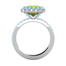 Hale Tektaş Yüzük - Peridot ve akuamarin 18 ayar beyaz altın yüzük #d8bgt1