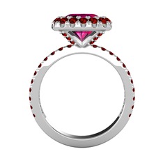 Rodolit garnet ve garnet 14 ayar beyaz altın yüzük