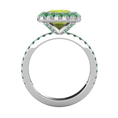 Hale Tektaş Yüzük - Peridot ve kök zümrüt 14 ayar beyaz altın yüzük #dktpgw