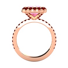 Hale Tektaş Yüzük - Pembe kuvars ve garnet 18 ayar rose altın yüzük #dn169t