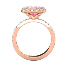 Hale Tektaş Yüzük - Pembe kuvars ve swarovski 18 ayar rose altın yüzük #e3uu70