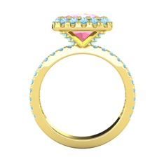 Hale Tektaş Yüzük - Pembe kuvars ve akuamarin 18 ayar altın yüzük #f0tlhe