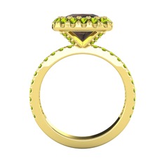 Hale Tektaş Yüzük - Dumanlı kuvars ve peridot 14 ayar altın yüzük #fye7hp