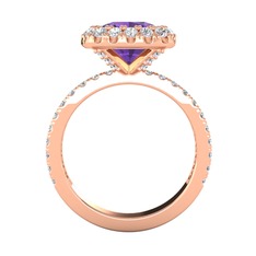 Hale Tektaş Yüzük - Ametist ve swarovski 18 ayar rose altın yüzük #g07u0w