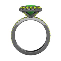 Hale Tektaş Yüzük - Yeşil kuvars ve peridot 925 ayar siyah rodyum kaplama gümüş yüzük #gcacyv