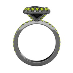 Hale Tektaş Yüzük - Siyah zirkon ve peridot 925 ayar siyah rodyum kaplama gümüş yüzük #gghkca