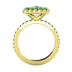 Hale Tektaş Yüzük - Beyaz zirkon ve kök zümrüt 8 ayar altın yüzük #gwahf9