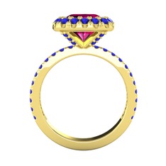 Rodolit garnet ve lab safir 8 ayar altın yüzük