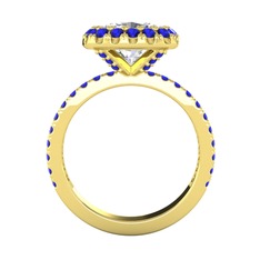 Swarovski ve lab safir 8 ayar altın yüzük