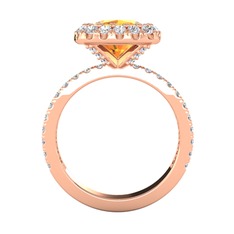 Hale Tektaş Yüzük - Sitrin ve pırlanta 18 ayar rose altın yüzük (0.84 karat) #l0mnyr