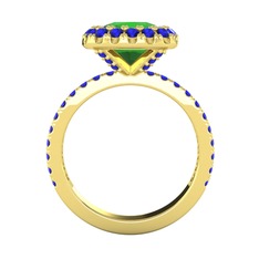 Hale Tektaş Yüzük - Yeşil kuvars ve lab safir 8 ayar altın yüzük #ltc8a0