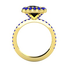 Hale Tektaş Yüzük - Siyah zirkon ve lab safir 8 ayar altın yüzük #lyrrat