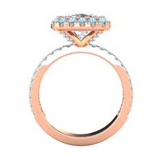 Hale Tektaş Yüzük - Swarovski ve akuamarin 8 ayar rose altın yüzük #lz2071