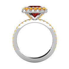 Hale Tektaş Yüzük - Garnet ve sitrin 14 ayar beyaz altın yüzük #m7kza5