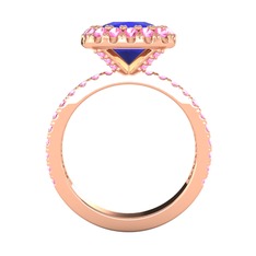 Hale Tektaş Yüzük - Lab safir ve pembe kuvars 18 ayar rose altın yüzük #mss2k1
